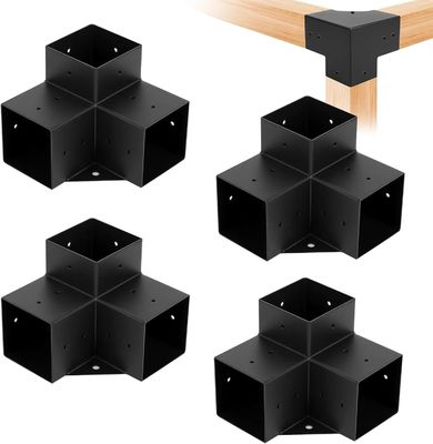 مجموعه براکت پرگولا مدرن فضای باز، کیت پایه ستون چوبی با براکت های فولادی، اندازه بندی مدولار، کیت های براکت پرگولا